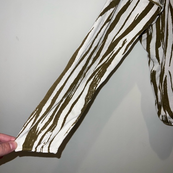 Garnet Hill Sweater Lightweight White Abstract Women’s Size Large Silk Cotton - Picture 4 of 5